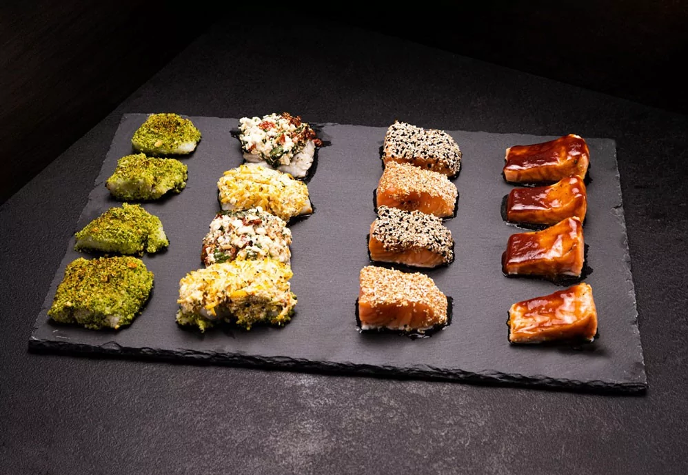 Fischfilets mit acht unterschiedlichen Auflagen